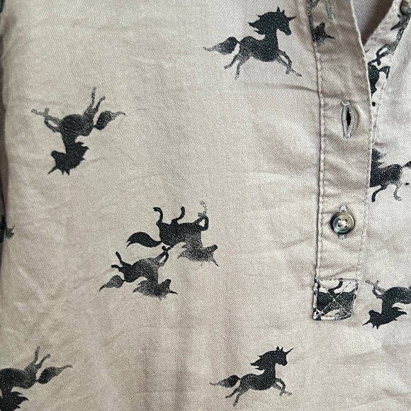 H & M Brown Shirt Dress with Unicorn Print size 10 AS IS - Picture 2 of 9